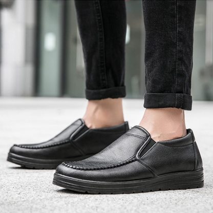 Mens Genuine Leather Casual Comfy Arch Support Slip-On Loafers