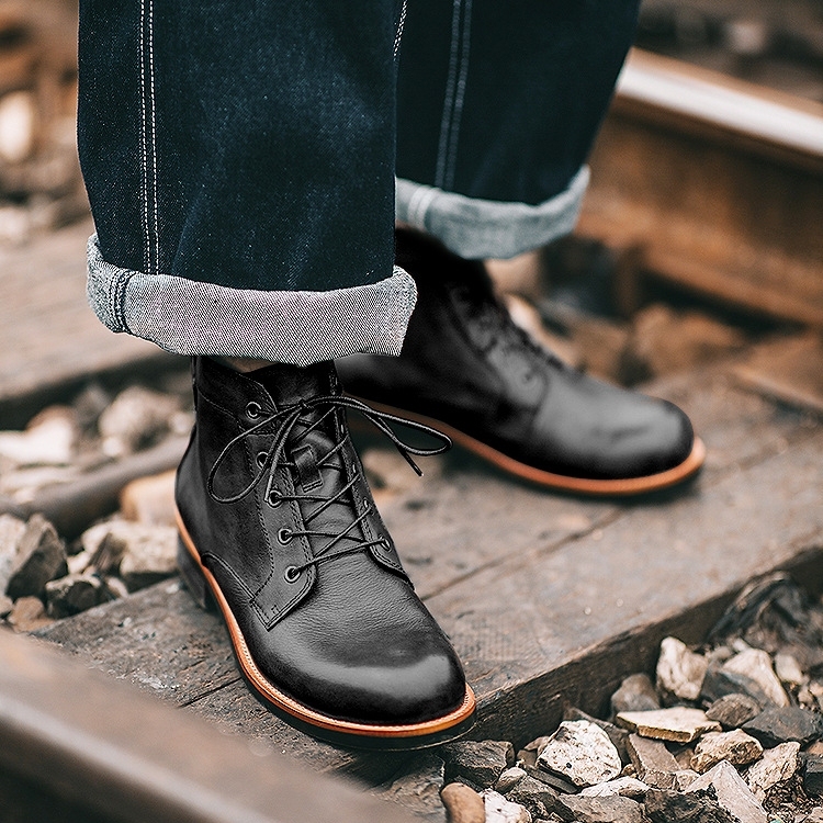 Trongcavalry™ Mens Genuine Leather Waterproof Non-slip Arch Support Vintage Casual Chukka Boots