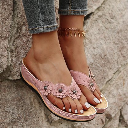 WOMEN'S LIGHTWEIGHT FLOWERS CLIP TOE SANDALS