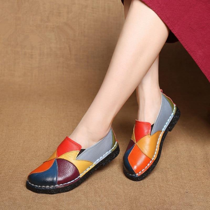 Top layer cowhide -Premium Colorblock Slip-On Work Loafers