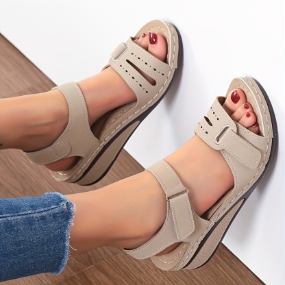 Comfyfleek Hook & Loop Ankle Strap Wedge Sport Sandals
