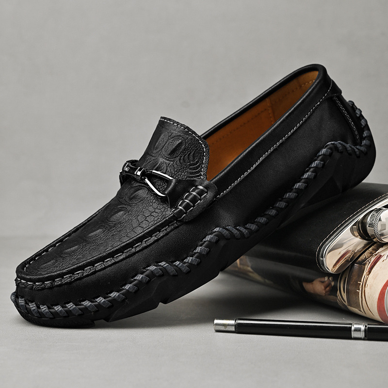 MEN'S HANDCRAFTED CROCODILE PATTERN COMFORTABLE CASUAL SHOES