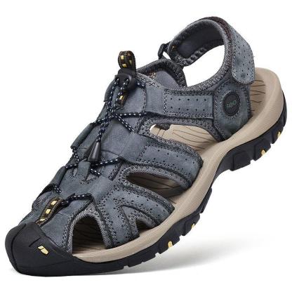 Men's Summer Daily Cowhide Flat Heel Sandals