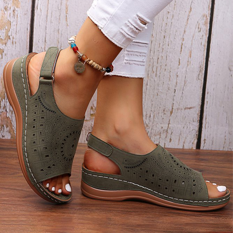 Womens Casual Peep Toe Hollow Out Wedges Sandals