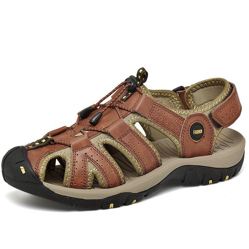 Men's Summer Daily Cowhide Flat Heel Sandals