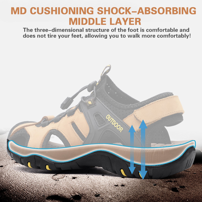 MEN'S GENUINE LEATHER BAOTOU BEACH HOLE SANDALS