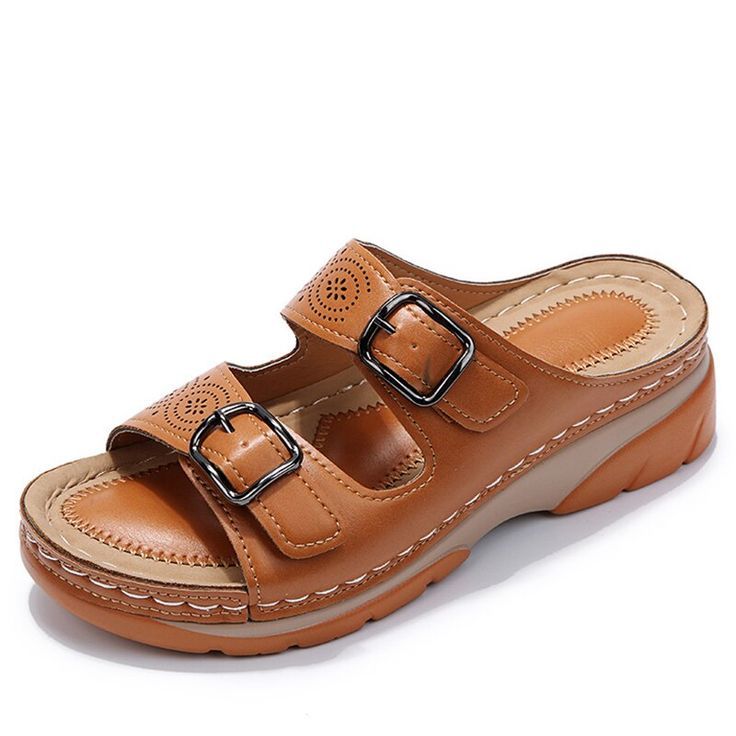 LAST DAY 50% OFF-Breathable Orthopedic Adjustable Ladies Leather Sanda