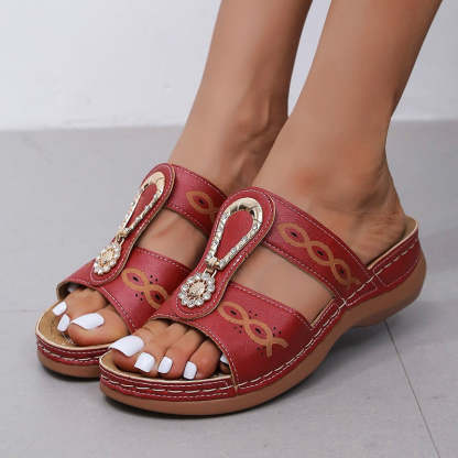 Women's Rhinestone Low Heel Slippers