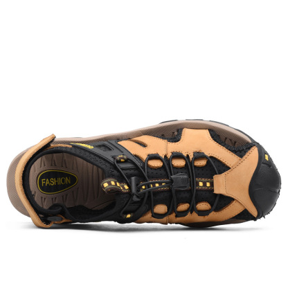 MEN'S GENUINE LEATHER BAOTOU BEACH HOLE SANDALS