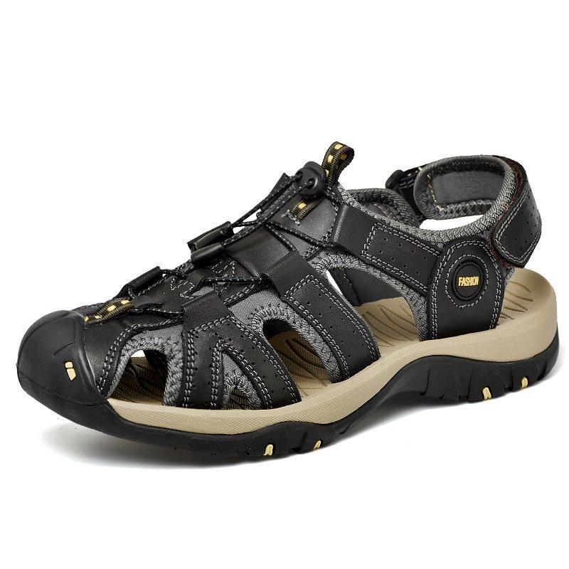 Men's Summer Daily Cowhide Flat Heel Sandals
