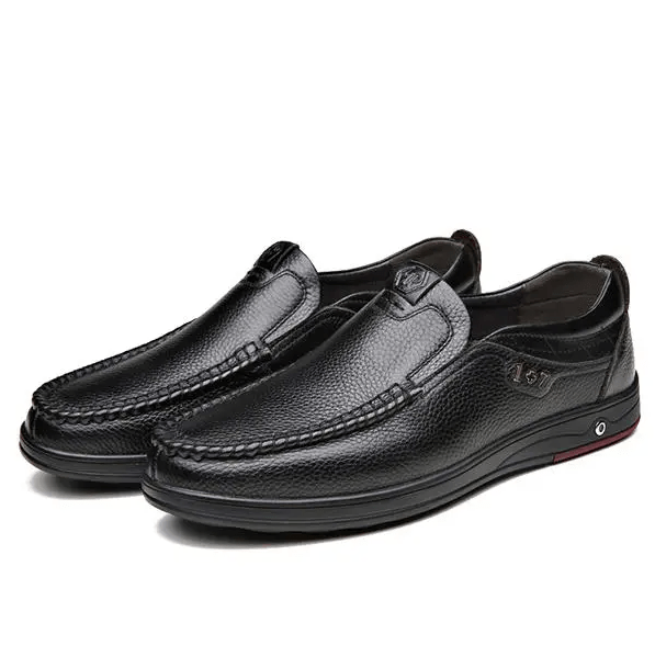 Trongcavalry™ Mens Genuine Leather Soft Insole Casual Business Slip On Loafers