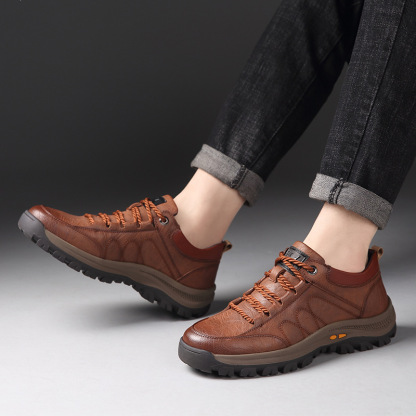 MEN'S CASUAL LEATHER GOOD ARCH SUPPORT & NON-SLIP OUTDOOR BREATHABLE WALKING SHOES