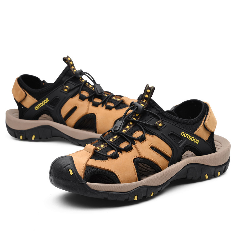 MEN'S GENUINE LEATHER BAOTOU BEACH HOLE SANDALS