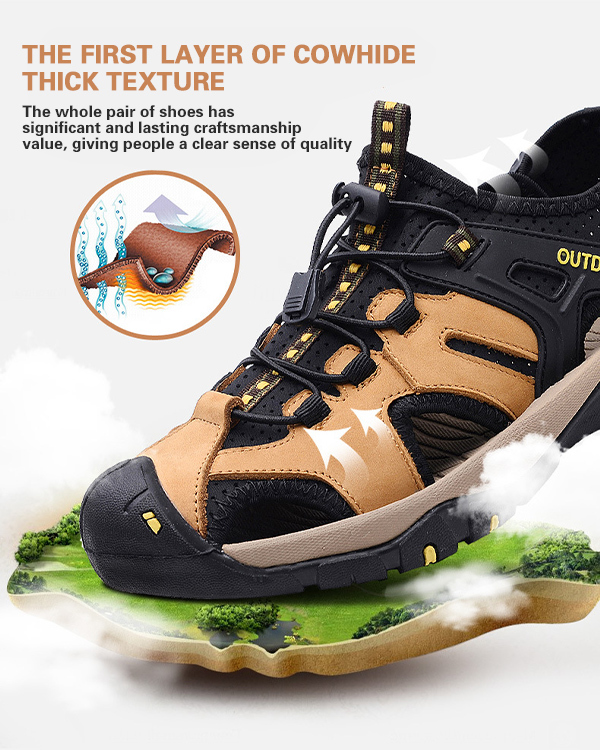 MEN'S GENUINE LEATHER BAOTOU BEACH HOLE SANDALS