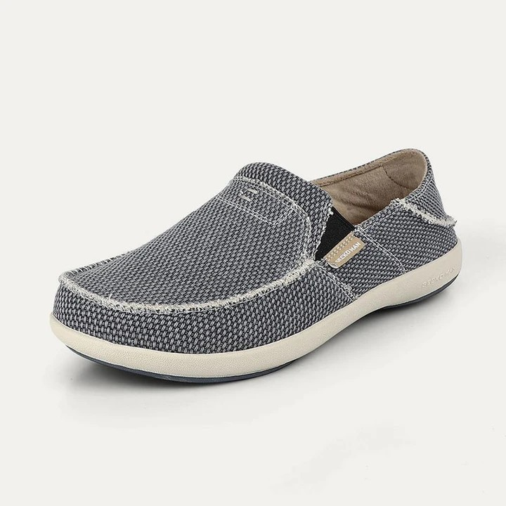 Men's Arch Support Slipper Loafers Plantar Faciitis Canvas House Slipper for Men Indoor Outdoor, Slip On Clog Slides Shoes with Anti-Skid Rubber Sole