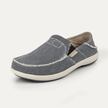Men's Arch Support Slipper Loafers Plantar Faciitis Canvas House Slipper for Men Indoor Outdoor, Slip On Clog Slides Shoes with Anti-Skid Rubber Sole