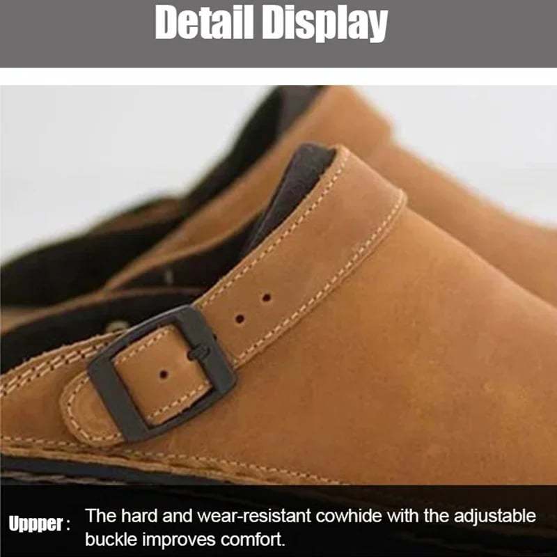 🔥ON THIS WEEK SALE 70% OFF🔥 Large Square Toe Low Cut Men's Casual Plus Size Genuine Leather Slippers