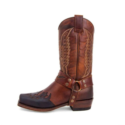MEN'S BUCKLE CAVED COWBOY BOOTS