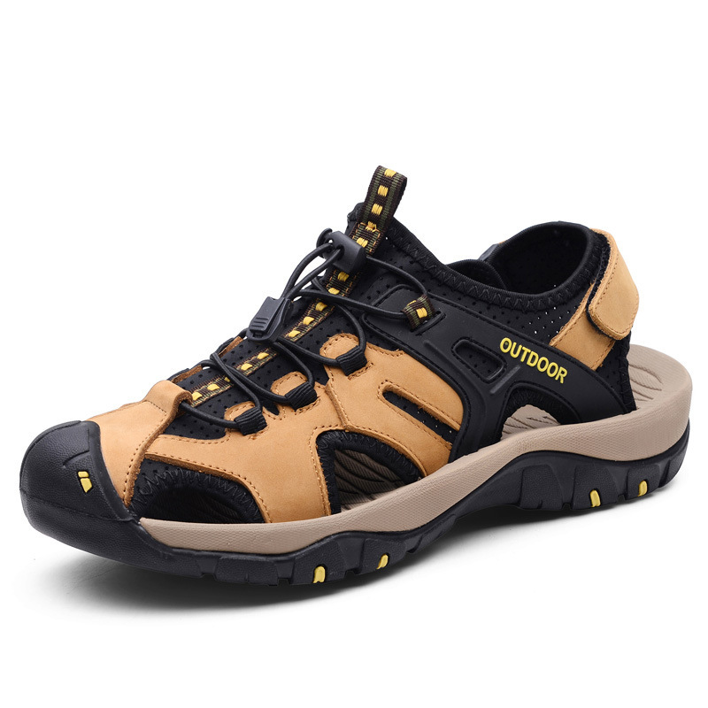 MEN'S GENUINE LEATHER BAOTOU BEACH HOLE SANDALS