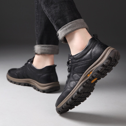 MEN'S CASUAL LEATHER GOOD ARCH SUPPORT & NON-SLIP OUTDOOR BREATHABLE WALKING SHOES