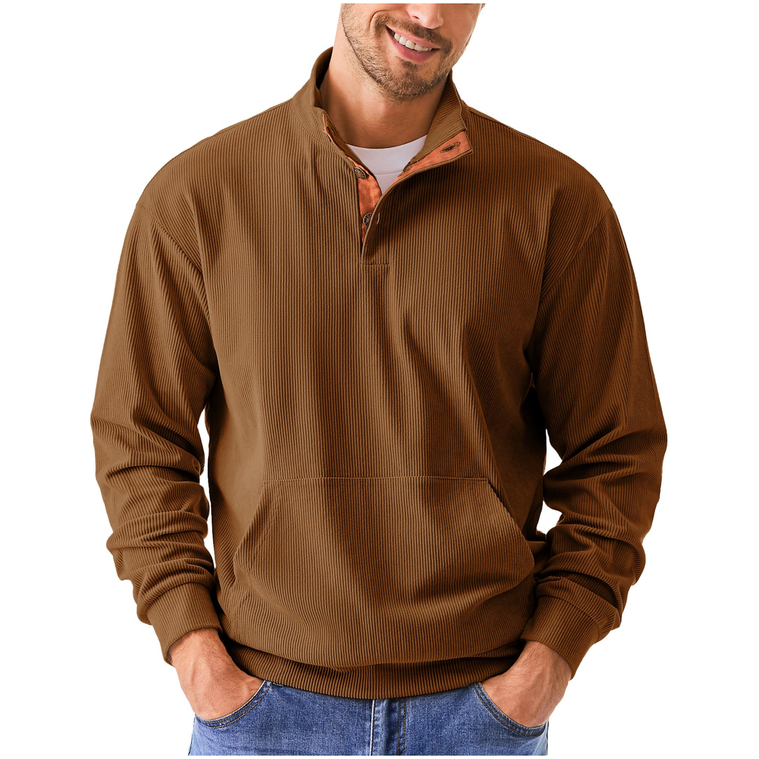 Men's Casual Long Sleeve Stand Collar Pullover Sweatshirts