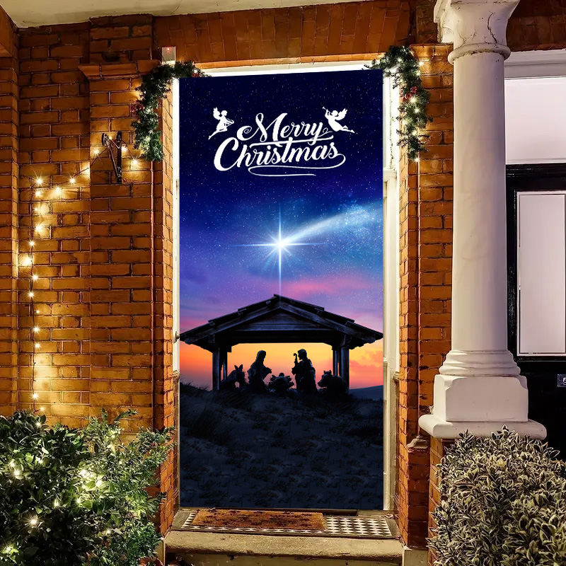 Nativity Christmas Night Door Set Banner Decoration, Nativity Scene, H