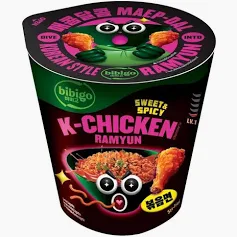 CJ FOODS BIBIGO K-Chicken Ramyun Bowl - Stir-Fried Sweet & Spicy Flavour 97.5g