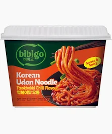 CJ FOODS BIBIGO Korean Style Udon Noodles Bowl - Tteokbokki Chilli Flavour 187.2g