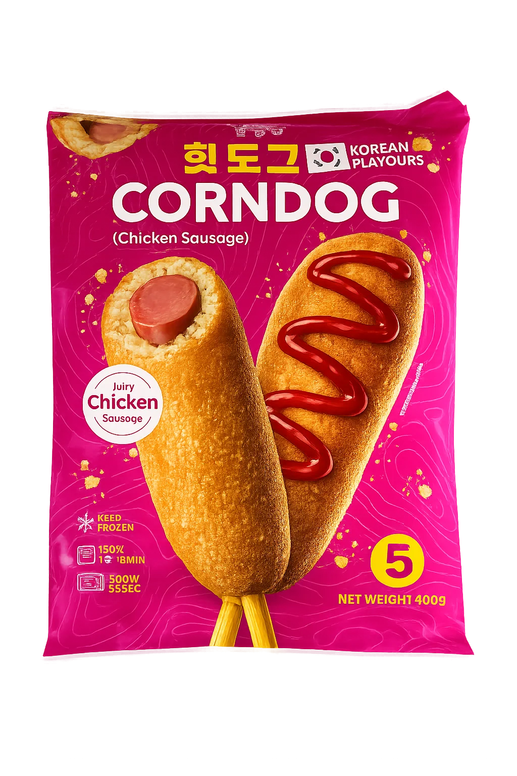 HANSS Korean-Style Corndog with Chicken Sausage 80g x 5 (400g)