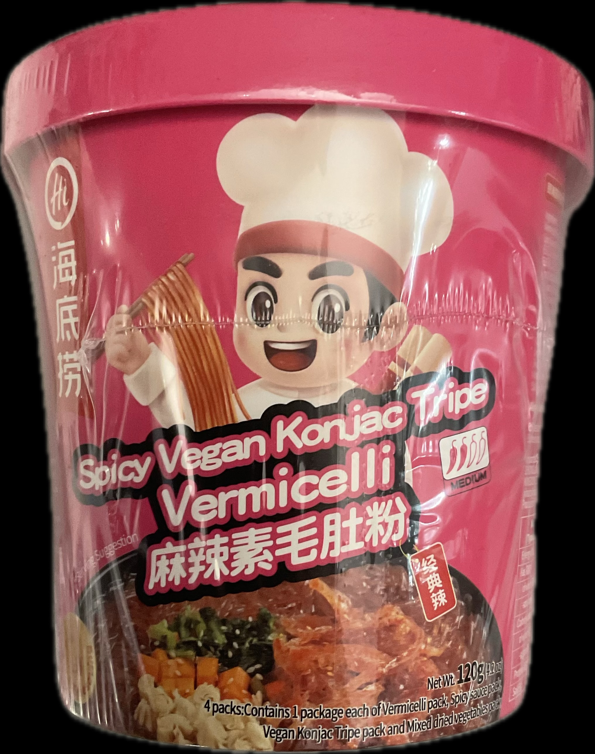 HI Vermicelli Cup - Spicy Vegan Konjac Tripe 海底撈 麻辣素毛肚粉杯面 120g
