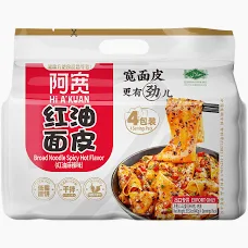 HI A'KUAN Broad Noodles - Spicy Flavour 阿寬 紅油面皮 - 紅油麻辣味 (4pcs) 440g 