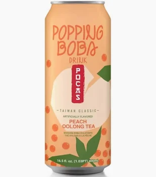 POCAS Popping Boba Drink - Peach Oolong Tea 490ml