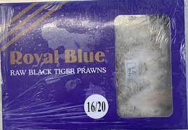 ROYAL BLUE Frozen Raw Black Tiger Prawns (Size 16/20) - Raw Head on Shell On 有頭老虎蝦 600g Net