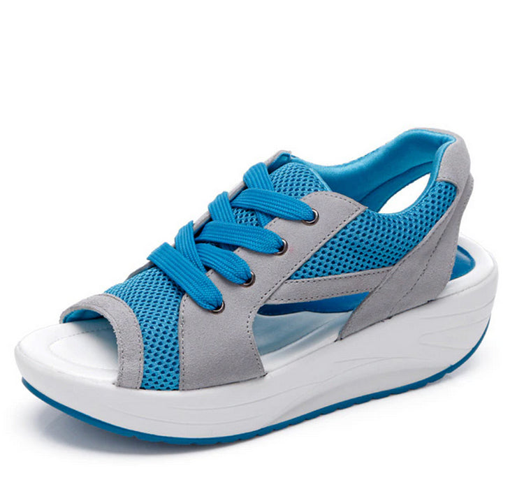 🔥Happy Mother's Day Limited Time Half Price Offer🔥 Contrast Paneled Cutout Lace-up Muffin Sandals-Buy 2 Free Shipping