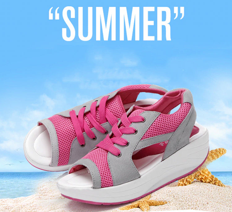 🔥Happy Mother's Day Limited Time Half Price Offer🔥 Contrast Paneled Cutout Lace-up Muffin Sandals-Buy 2 Free Shipping