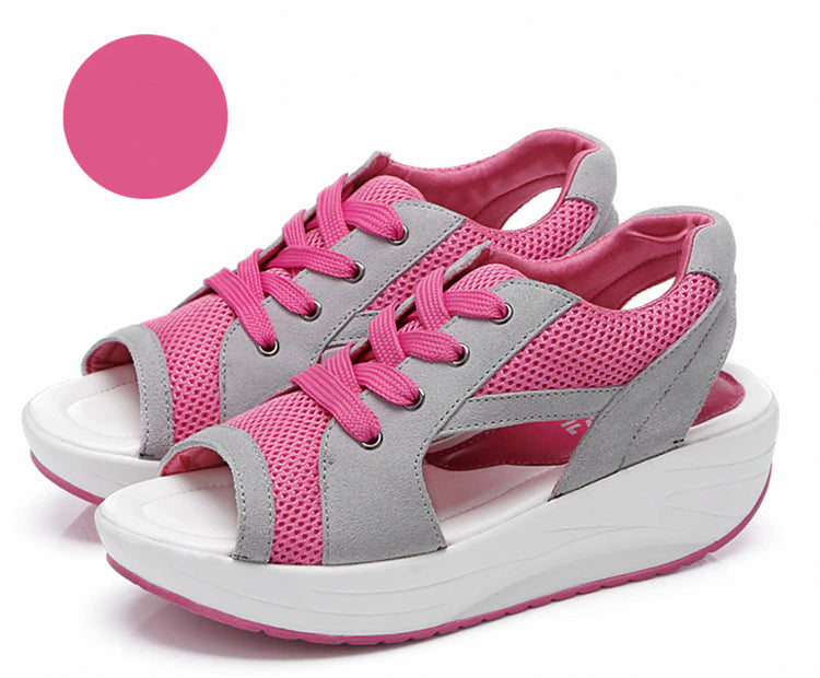 🔥Happy Mother's Day Limited Time Half Price Offer🔥 Contrast Paneled Cutout Lace-up Muffin Sandals-Buy 2 Free Shipping