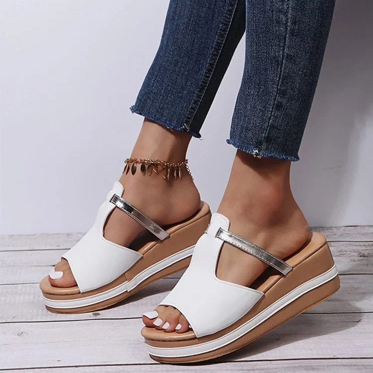 😍[May New]😍Women's Casual Wedge Platform Leather Orthopedic Sandals