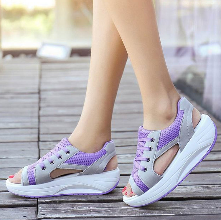 🔥Happy Mother's Day Limited Time Half Price Offer🔥 Contrast Paneled Cutout Lace-up Muffin Sandals-Buy 2 Free Shipping