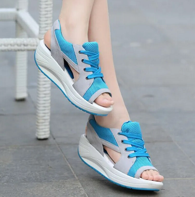 🔥Happy Mother's Day Limited Time Half Price Offer🔥 Contrast Paneled Cutout Lace-up Muffin Sandals-Buy 2 Free Shipping