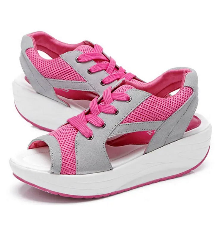 🔥Happy Mother's Day Limited Time Half Price Offer🔥 Contrast Paneled Cutout Lace-up Muffin Sandals-Buy 2 Free Shipping