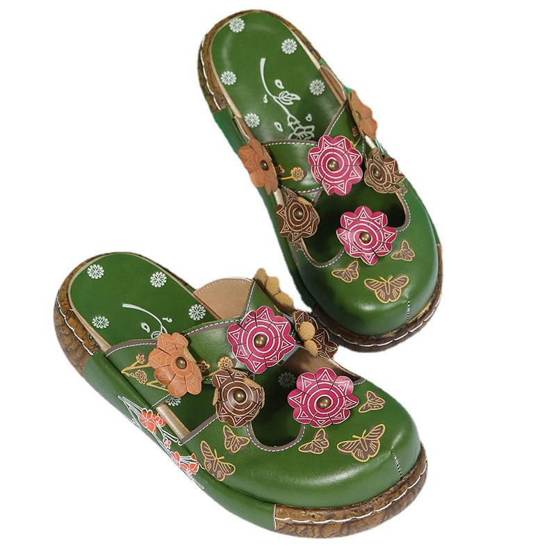 <Jun New>Ethnic style handmade thick-soled sandals (invisible height increase of 5 cm)