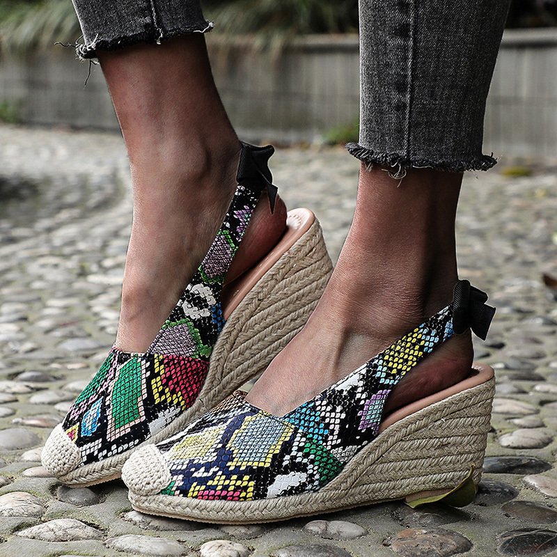 😍[May New]😍-Women Espadrilles Closed Toe Wedges Platform Heel Slingback Sandals