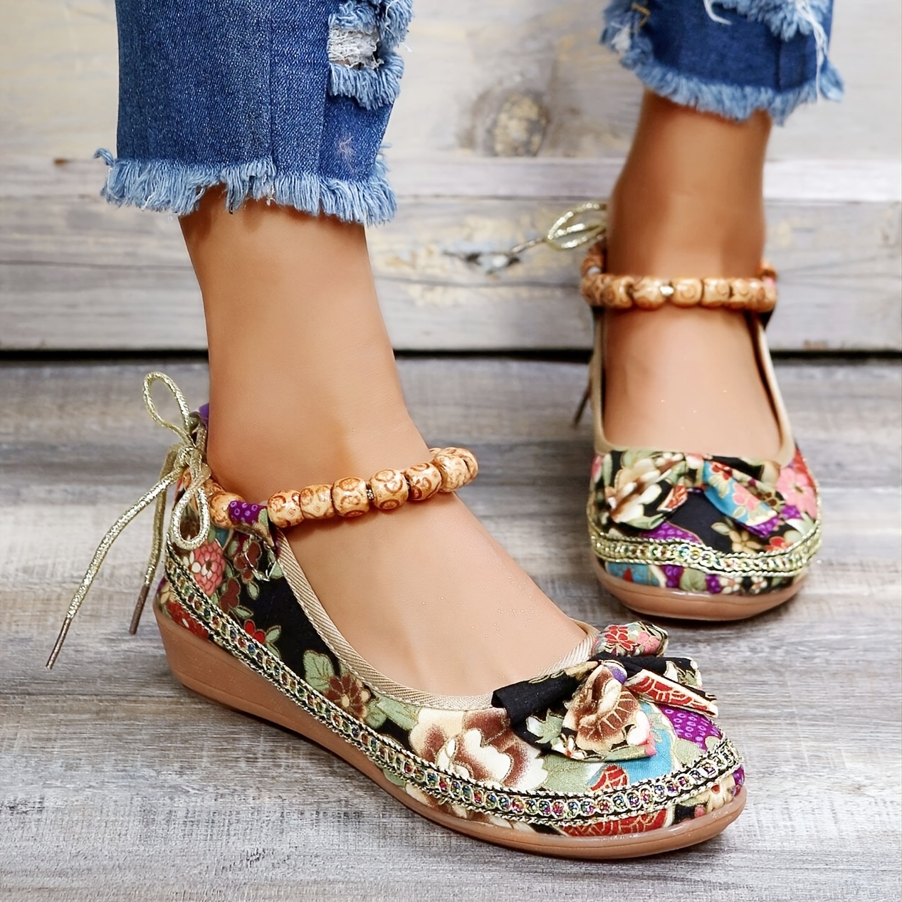 🔥Last Day 49% Off🔥Women's Floral Print Flat Shoes