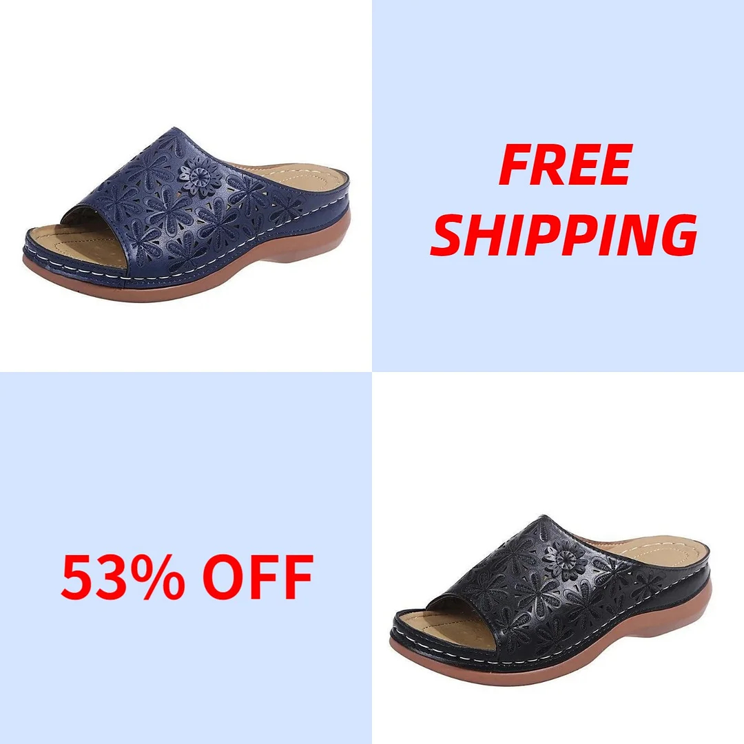🔥CLEARANCE SALE🔥Women's vintage flower embroidered cut-out leather orthopedic sandals.