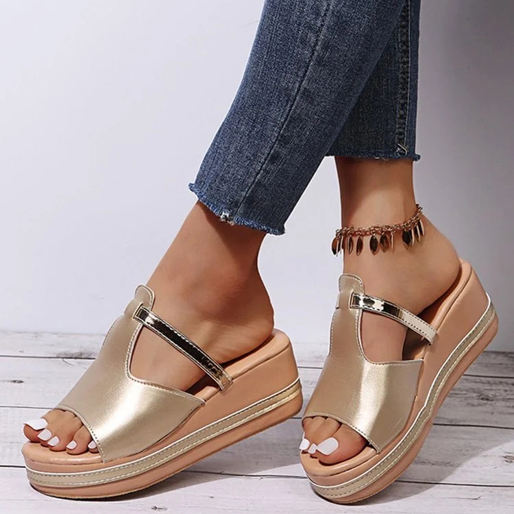😍[May New]😍Women's Casual Wedge Platform Leather Orthopedic Sandals