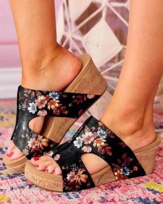Melarey Printed Wedge Sandals