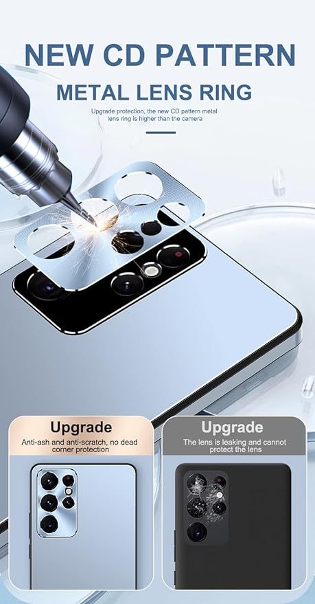 EnZo is Suitable for Samsung Mobile Phone case S23 Ultra Metal Lens, Fashionable, no Dead Angle Protection, New Matte+Starlight Protective case 