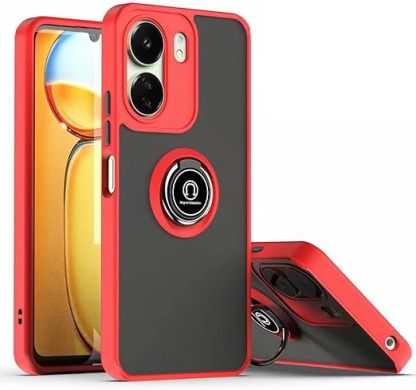 EnZo ase Compatible with Xiaomi Redmi 13C & Poco C65 with Screen Protector,TPU + Hard PC Shockproof Magnetic Ring Car Mount Stand Bumper Cover