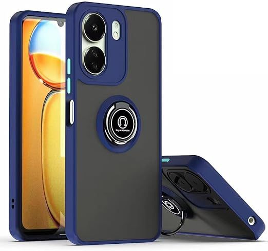 EnZo ase Compatible with Xiaomi Redmi 13C & Poco C65 with Screen Protector,TPU + Hard PC Shockproof Magnetic Ring Car Mount Stand Bumper Cover