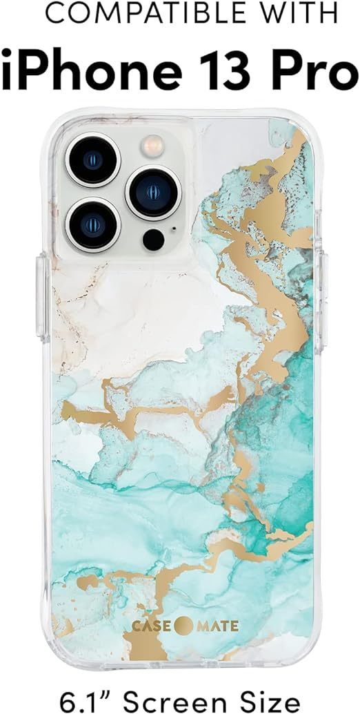 EnZo iPhone 13 Pro Case for Women [10ft Drop Protection] [Wireless Charging] Tough Prints Phone Case for iPhone 13 Pro - Luxury Gold Foil Elements iPhone Case - Anti Scratch